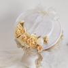 Exquisite Lolita Hat Flat Top Hat with Light Yellow Flowers All-match Bonnet Hat for Afternoon Pastoral Party Tea Party