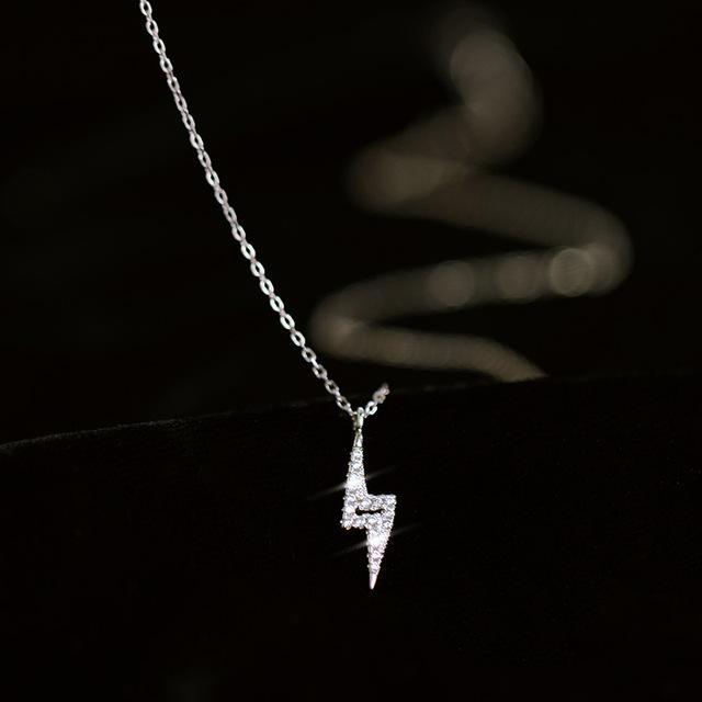 

Модная цепочка из стерлингового серебра 925 пробы с подвеской в виде молнии, ожерелья для женщин, блестящая цепочка, свадебные украшения