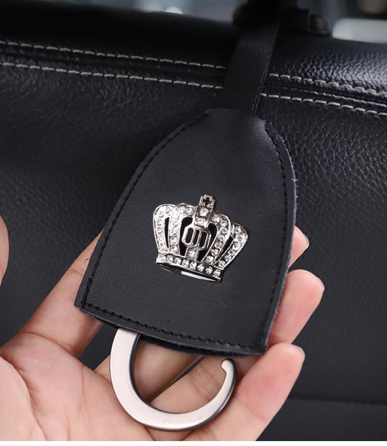 1PC Creative Car Hooks Crown Flower Leather Car Seat Headrest Hanger Storage Pull-out Type Hooks For Groceries Bag Handbag