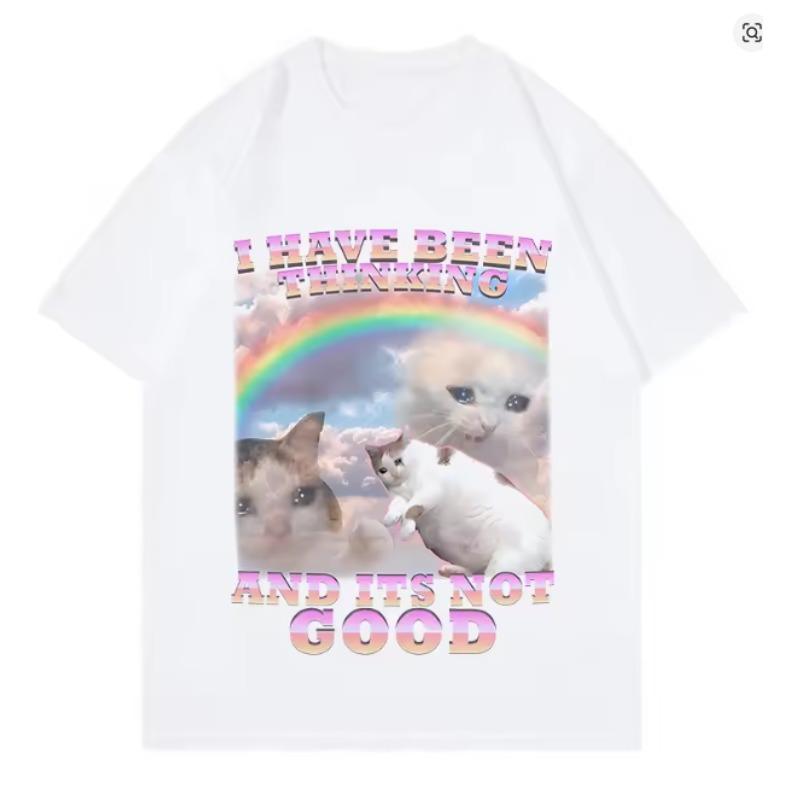 

Fashion Funny T Shirts Unisex Women Rainbow Cat Tshirt Aesthetics Round Neck Short Sleeve Trendy Tee Shirt Streetwear Harajuku 4XL