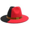 French Retro Double-color Woolen Top Hat Simple Belt Buckle Hepburn Style Wide-brimmed Cowboy Hat British Style Jazz Hat