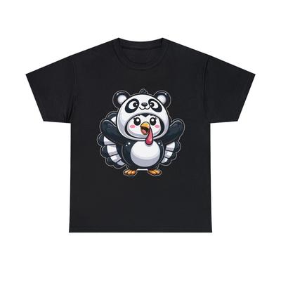 Thanksgiving Turkey Disguised As Cute Panda Graphic Tee Shirt, S-5XL
