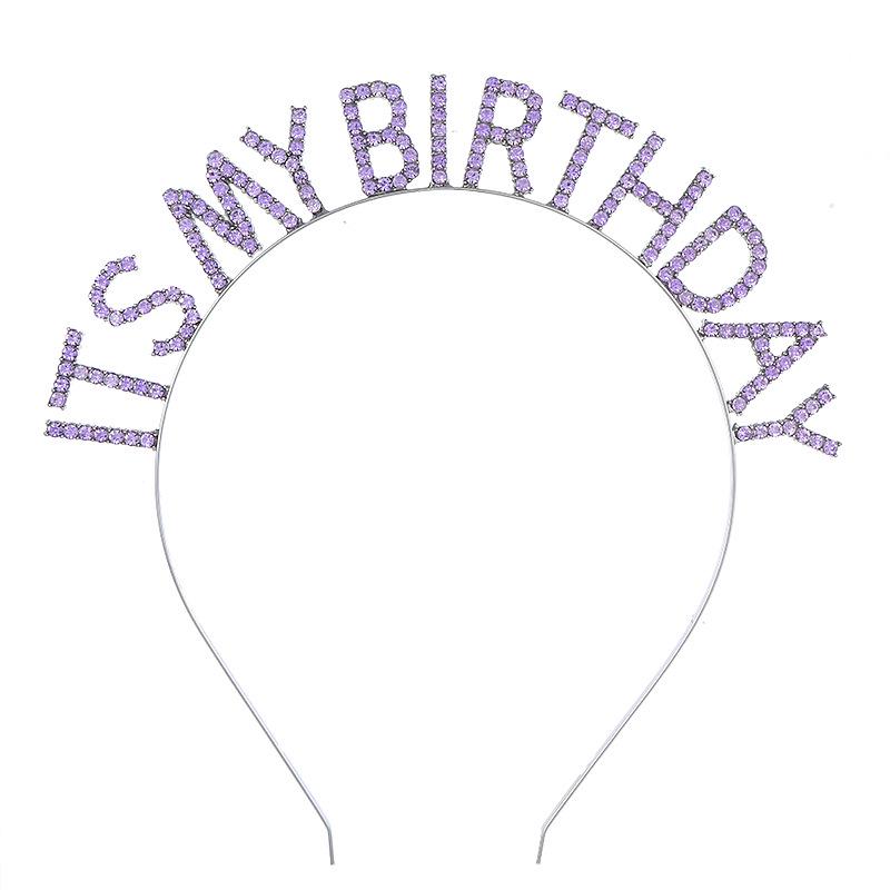 Women's Rhinestone Birthday Crown Headband - Crystal Letter Design