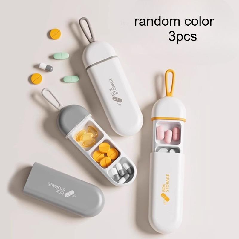 

3pcs Compact 3-Compartment Pill Organizer: Travel-Ready Medication Box with Carrying Loop, Suitable for Carrying Outside