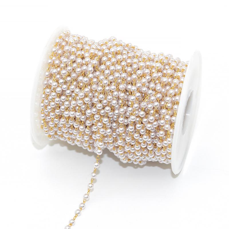 Copper-Plated Pearl Chain for Handmade Jewelry & Accessories – Beading, Spacer & Clasp Beads Kit.