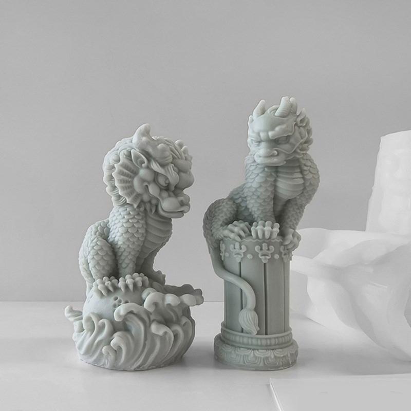Statue Moulds Silicone Crafting Molds Animal Lion Shape Candle Molds Ornament Moulds Silicone Texture for Hand-Making