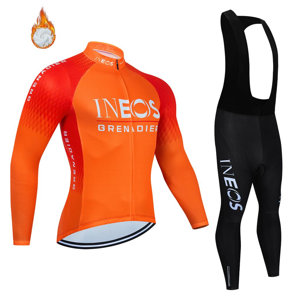 Conjunto de ropa de ciclismo para hombre Ineos Grenadier Pro Team Tricuta 2026: chaqueta, culotte y maillot con gel. Traje de invierno de forro polar.