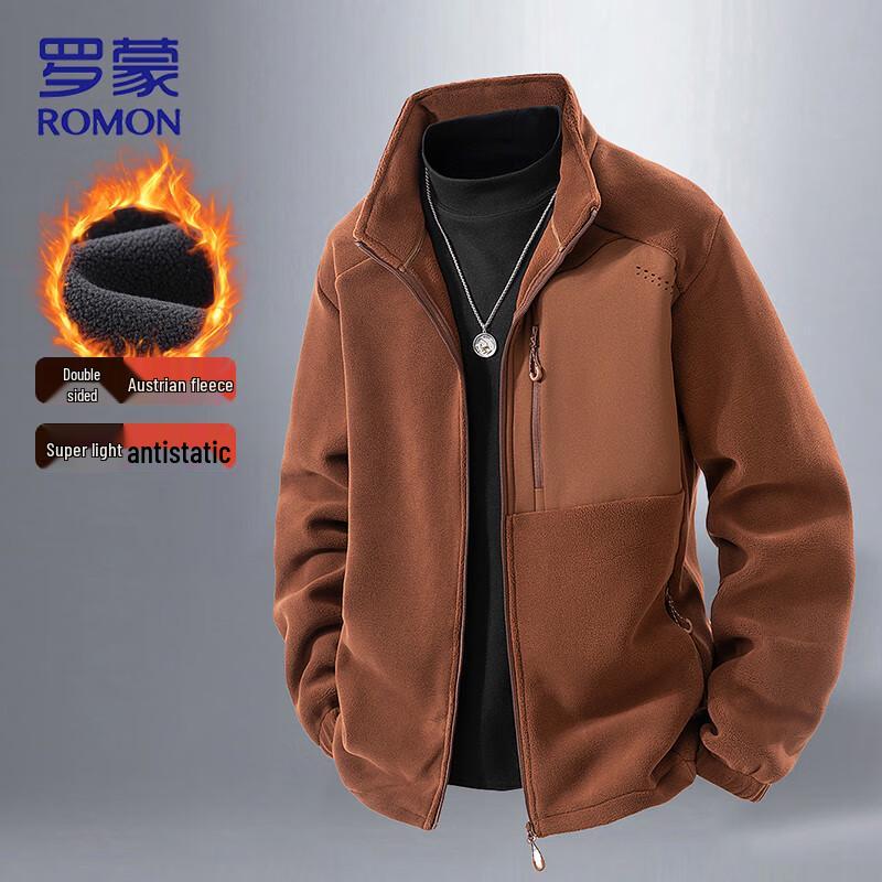 

ROMON Men s Stand Collar Double-Sided Fleece Jacket XL
