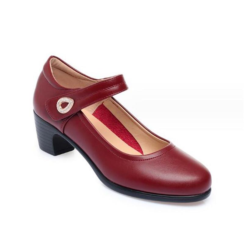 Fashion Women Fashion Comfort Buckle Strap Pumps Lady Casual Black Soft Leather Office High Heel Shoes Wedges Women Single Shoes