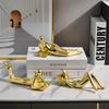 Resin Figure Sculpture Thinker Golden Reader Golden Man Abstraction Decorative Figurines Resin Figurine Home Decoration