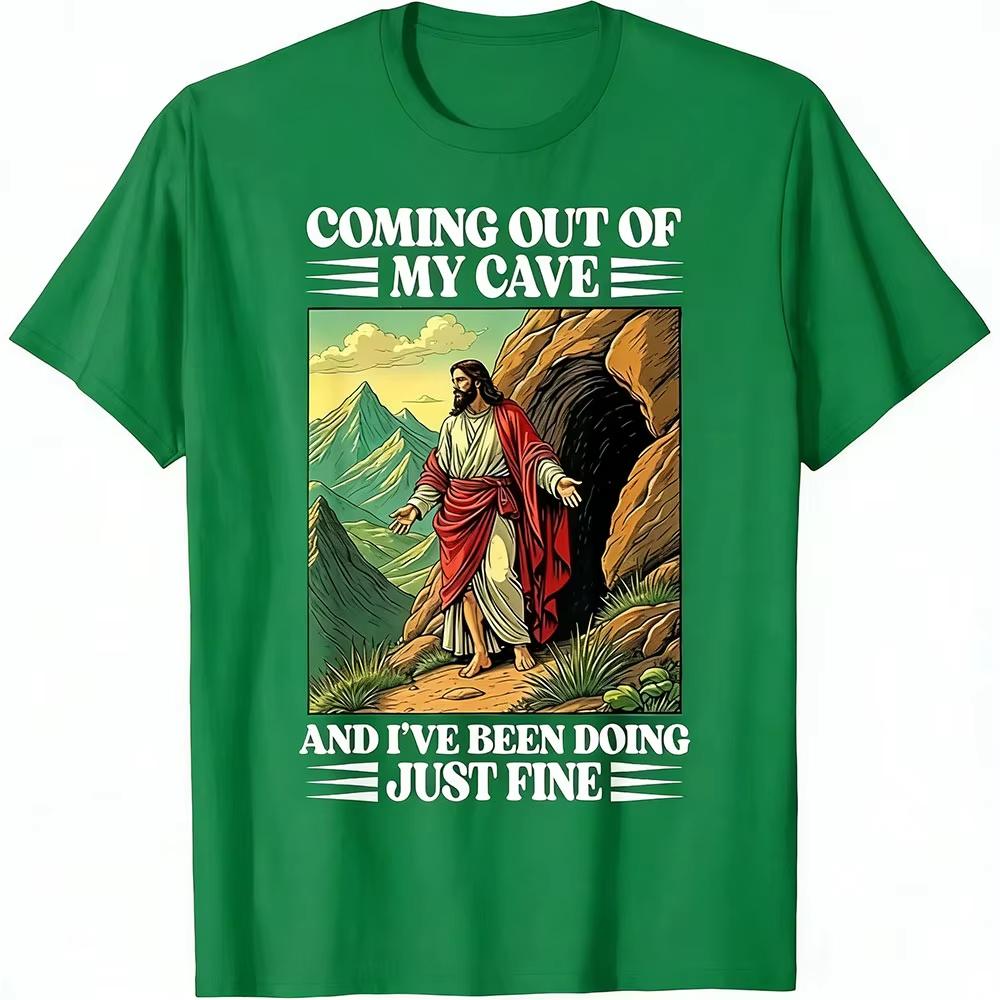 

2026Jesus Coming Out of My Cave and I ve Been Doing Funny T-ShirtChristianity Gift Tee Tops Unisex WomenFashionCrewneckCotton Shirt 4XL