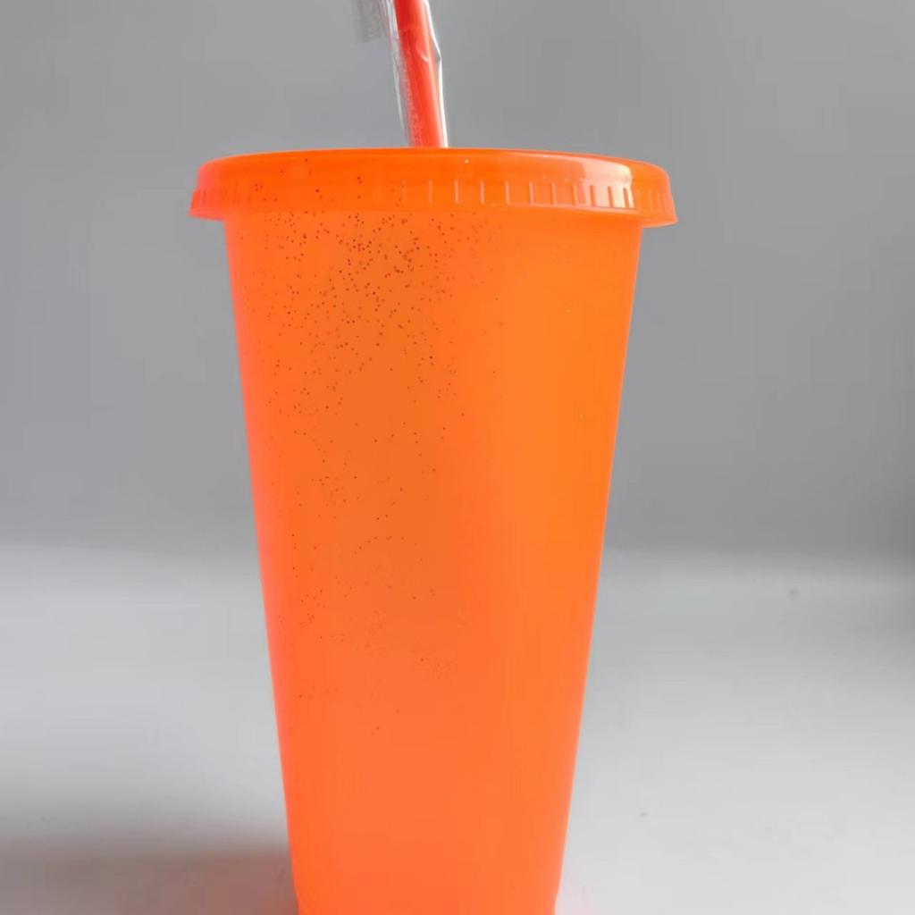 1PCS Flash Powder Tumbler with Straw Reusable Hard Plastic Cups for Party Girl BPA FREE Water Bottles Wholesale Holiday Gifts