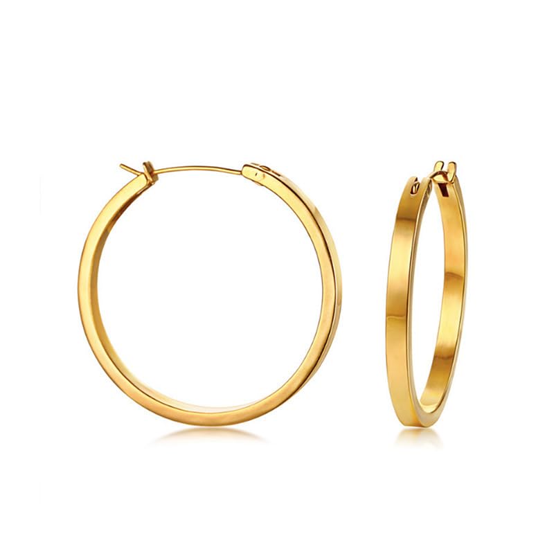 

[AJIRO ACCESSORY]P292 (Gold) hoop stainless gold Large swing earrings gift present simple office st0454