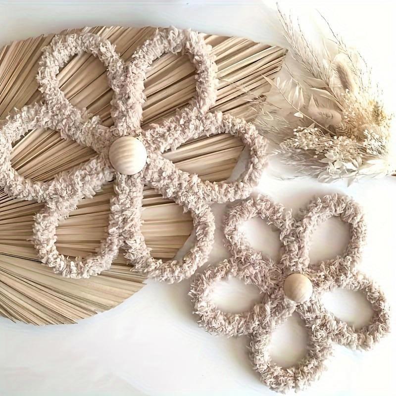 2pcs Bohemian Daisy Flower Wall Decoration, Woven Daisy Flower Decorative Wall, Bohemian Daisy Nursery Decoration, Daisy Flower Woven Wall Hanging