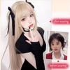 WTB Golden Long Straight Synthetic Wig Female Misa Amane Cos Straight Bangs Fluffy Smooth Long Straight Hair Wig