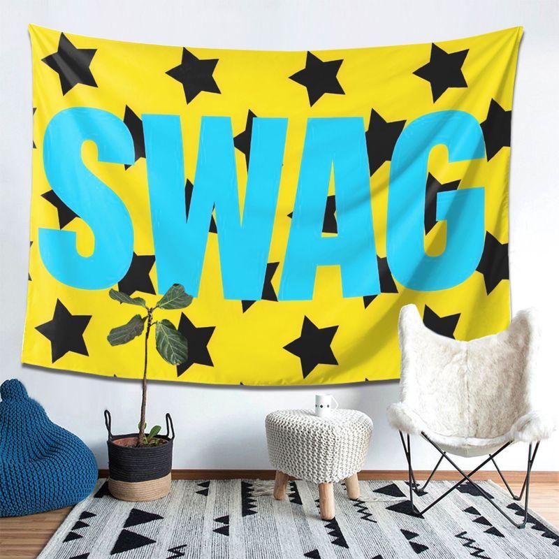 Wall Tapestry Star SWAG American Trendy and Cool Tapestry Yellow Blue Contrasting Pop Style Printed Print Tapestry