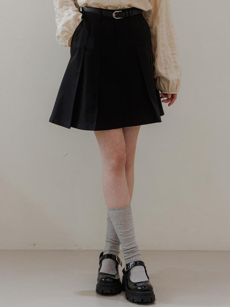 Eight Days A Week Pleated Cotton Skirt Black Ad381