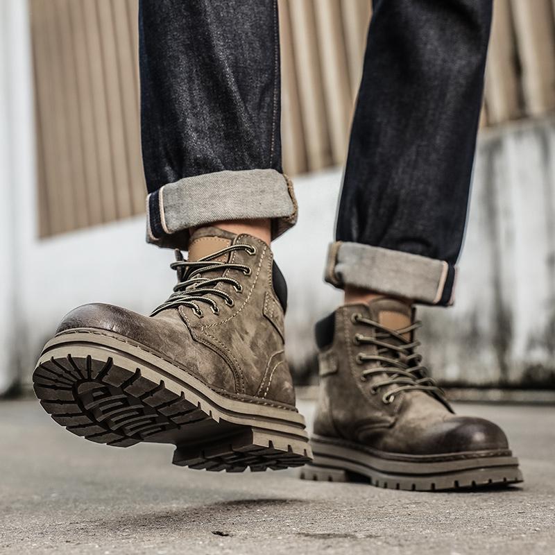 FashionHigh Top Boot Male Sneakers New Stylish Men's Boots Platform Lace-Up Shoes for Men Casual Shoes All-match Motorcycle Ankle Boots