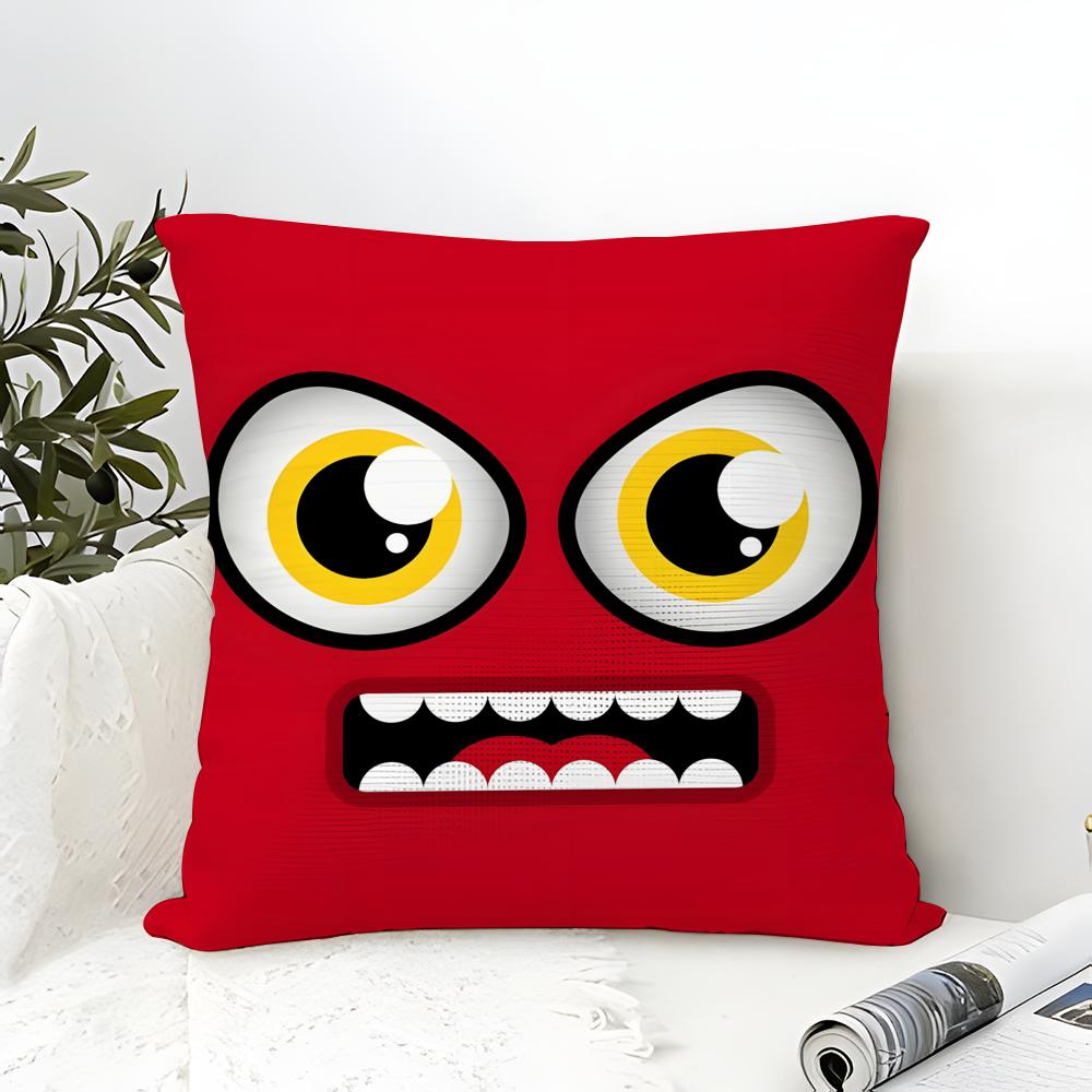 Pillow Case Cotton Linen Fabric Square Zipper Pillowcase Home Decorative Living Room Cartoon Expressions Of Angry Eyes 3