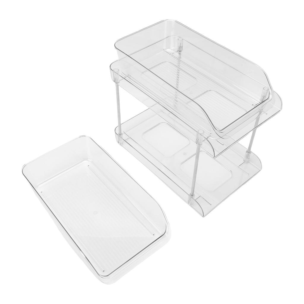 Under Sink Pull Out Organizer Multi Purpose Stackable Transparent Space Saving PET Under Sink Storage Shelf for