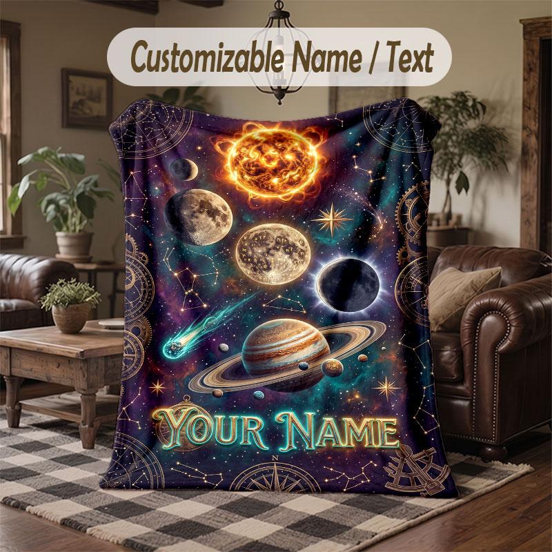 Coperta Cosmica a Tema Spaziale con Nome Personalizzato Testo Coperta Personalizzata Morbida Accogliente per Casa Divano Letto