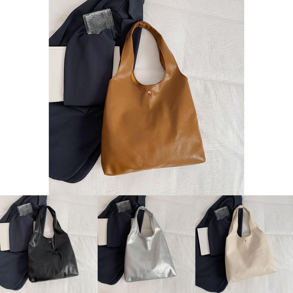 Stylish Large Capacity Tote Bag For Women In Vintage Black Silver White Brown Colors