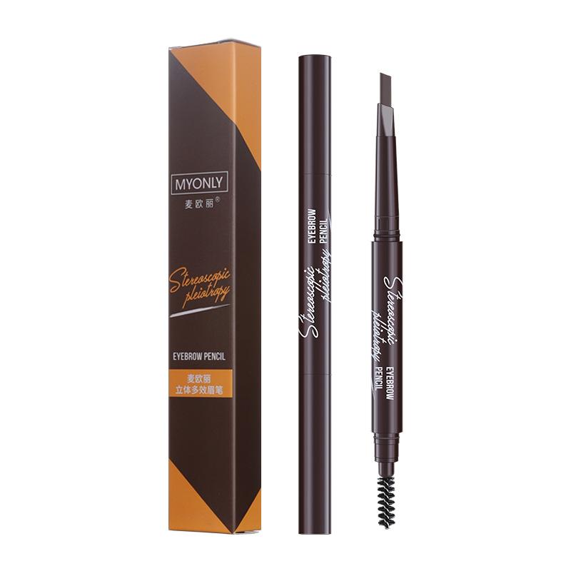 Multi-effect Eyebrow Pencil Double-ended Triangular One-word Eyebrow Pencil for Beginners, Not Easy To Smudge Makeup Pencil