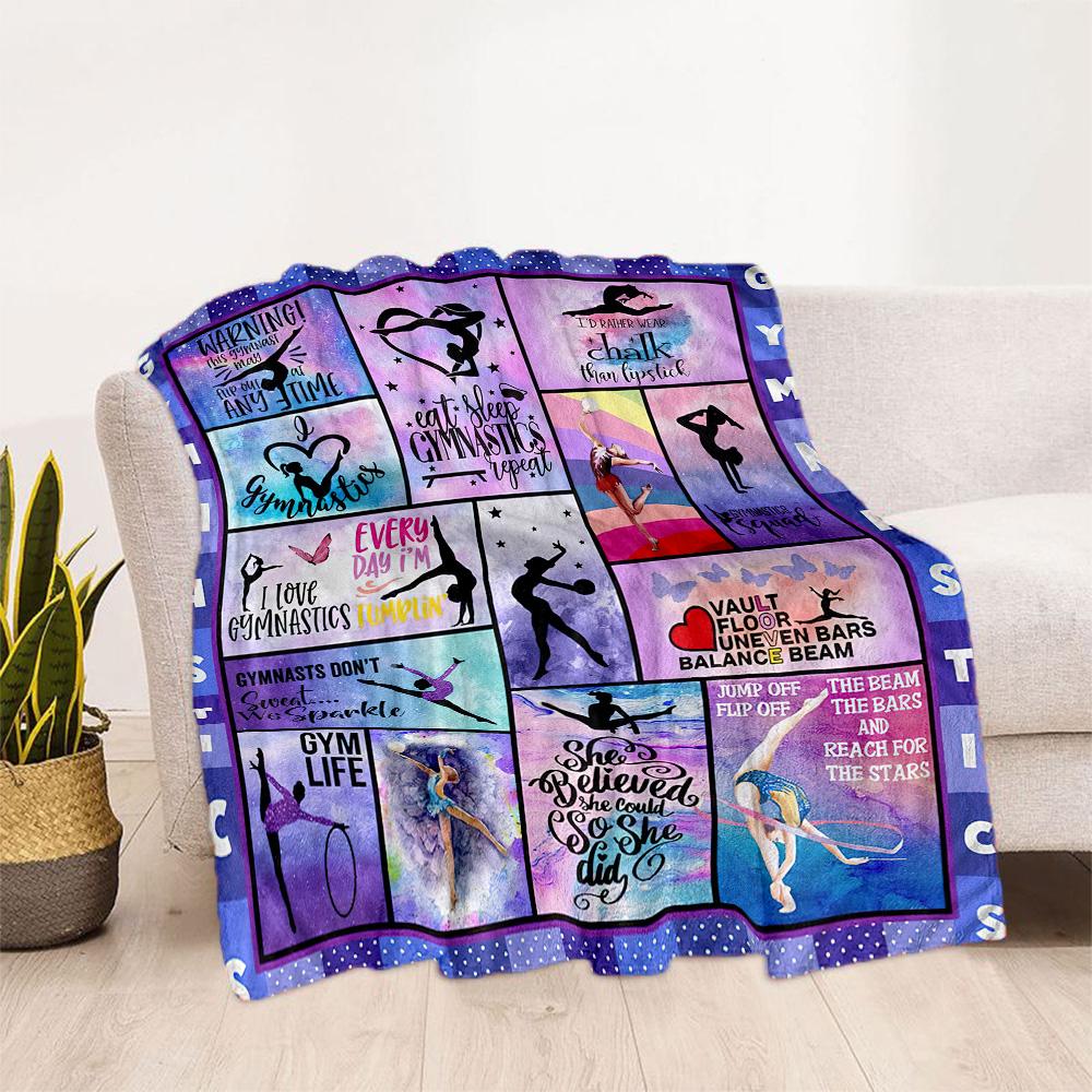 Gymnastics Art Quotes Blankets Are Suitable for Living Rooms, Bedrooms, Camping, and Other Places, Making Them an Ideal Choice for Gifts.