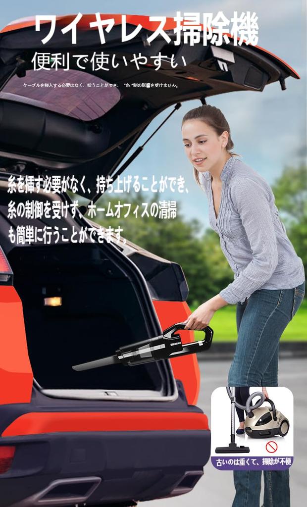 Sladdlös Handhållen Dammsugare Kraftfull 6500Pa Våt Torr Lämplig för Husdjur Bil och Säng Dammkvalster med Idealisk för och Husdjurshushåll Rengörare, 3-i-1 Design,