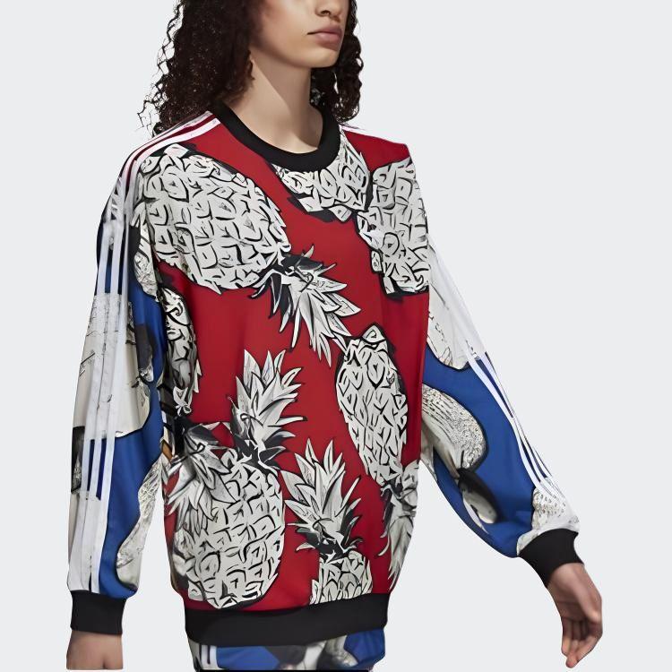 Adidas Originals Farm A Empresa Moletom Feminino Solto com Nervuras Macias Moletom Brilhante DH3054