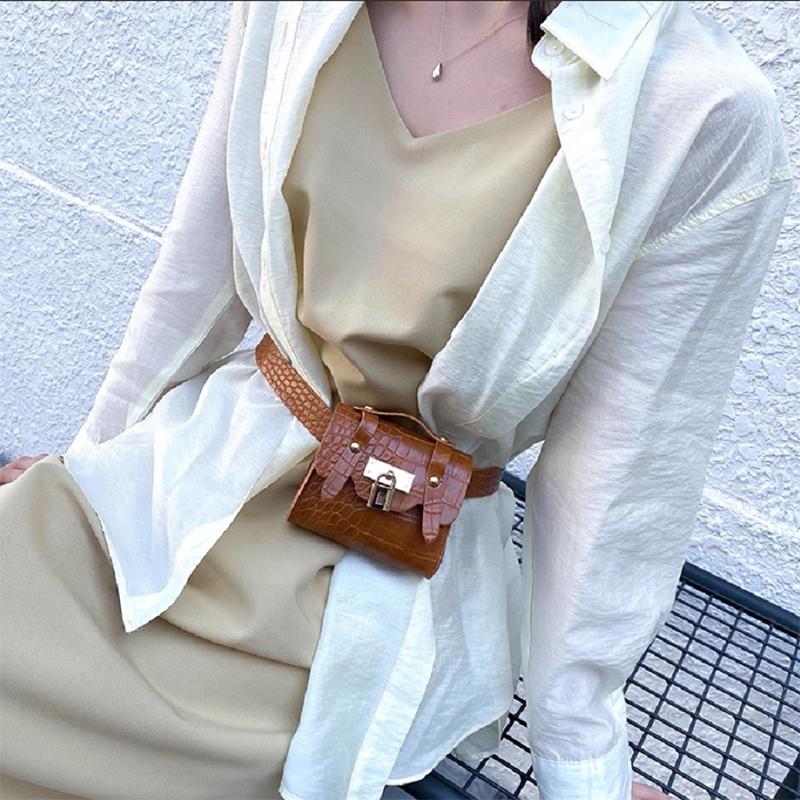 Moda miejska Pas biodrowy Damski pasek ze wzorem krokodyla Nowy mini łańcuszek Dekoracyjna torba na pasek Modna fajna torba na ramię