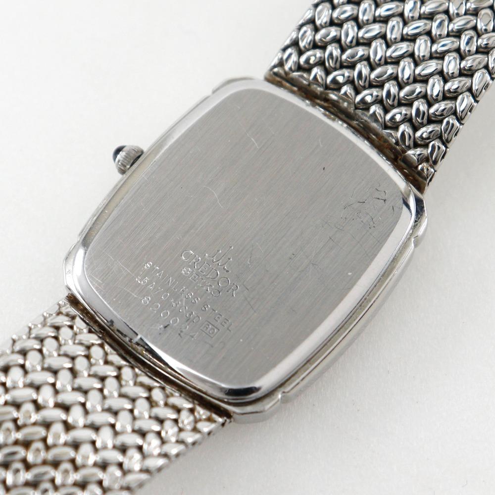 Seiko CREDOR Uhren 5A70-3C30 Silbernes Zifferblatt Edelstahl Quarz Analoganzeige Damen Gebraucht