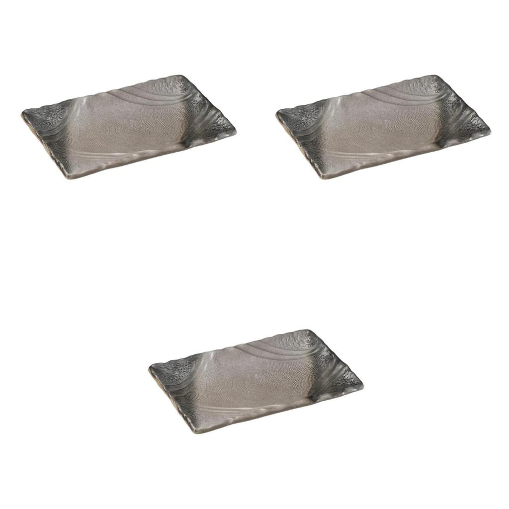 Set of 3 Awayuki Rectangular Plates X 21 X Banko Ware Large Banko Setomonohonpo 10.0 [32 3.5 Cm] Plates, Ware,