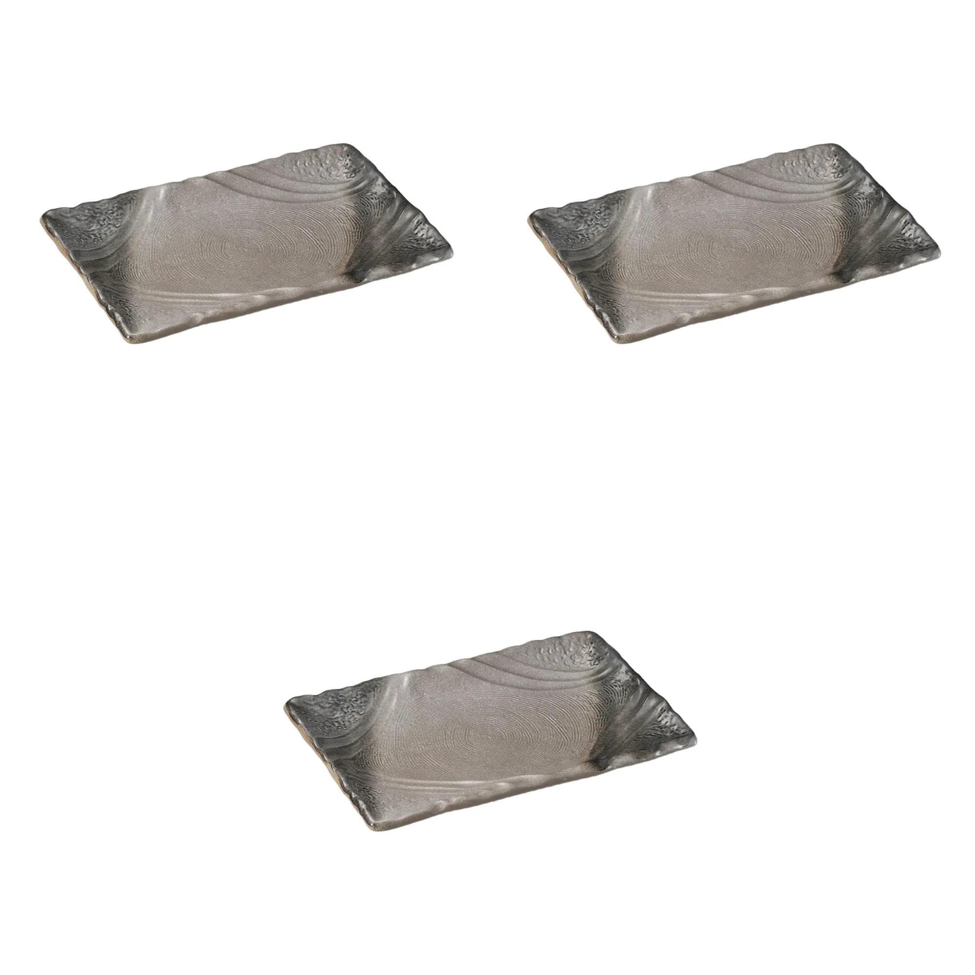 

Set of 3 Awayuki Rectangular Plates x 21 x Banko Ware Large Banko Setomonohonpo 10.0 [32 3.5 cm] Plates, Ware,