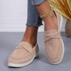 Fashion Fashion Pleated Strap Suede Loafers Shoes Women 2025 Summer Round Toe Low Heel Slip On Casual Shoes Soft Sole Holiday Pumps