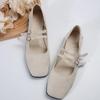 Fashion Flats Female Autumn Casual Flock Buckle Strap Square Toe Mary Jane Shoes for Women Solid Casual Shoes Woman Plus Size