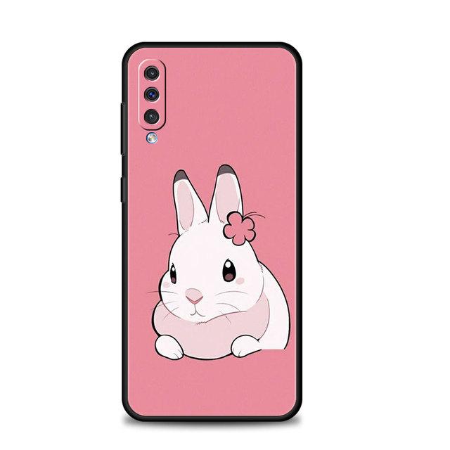 Pouzdro Flower Love Pink roztomilý králík pro Samsung Galaxy A70 A70s A50 A30s A04s A20s A20e A02 A02s A03 A04 A03s M52 A42 M31 kryt