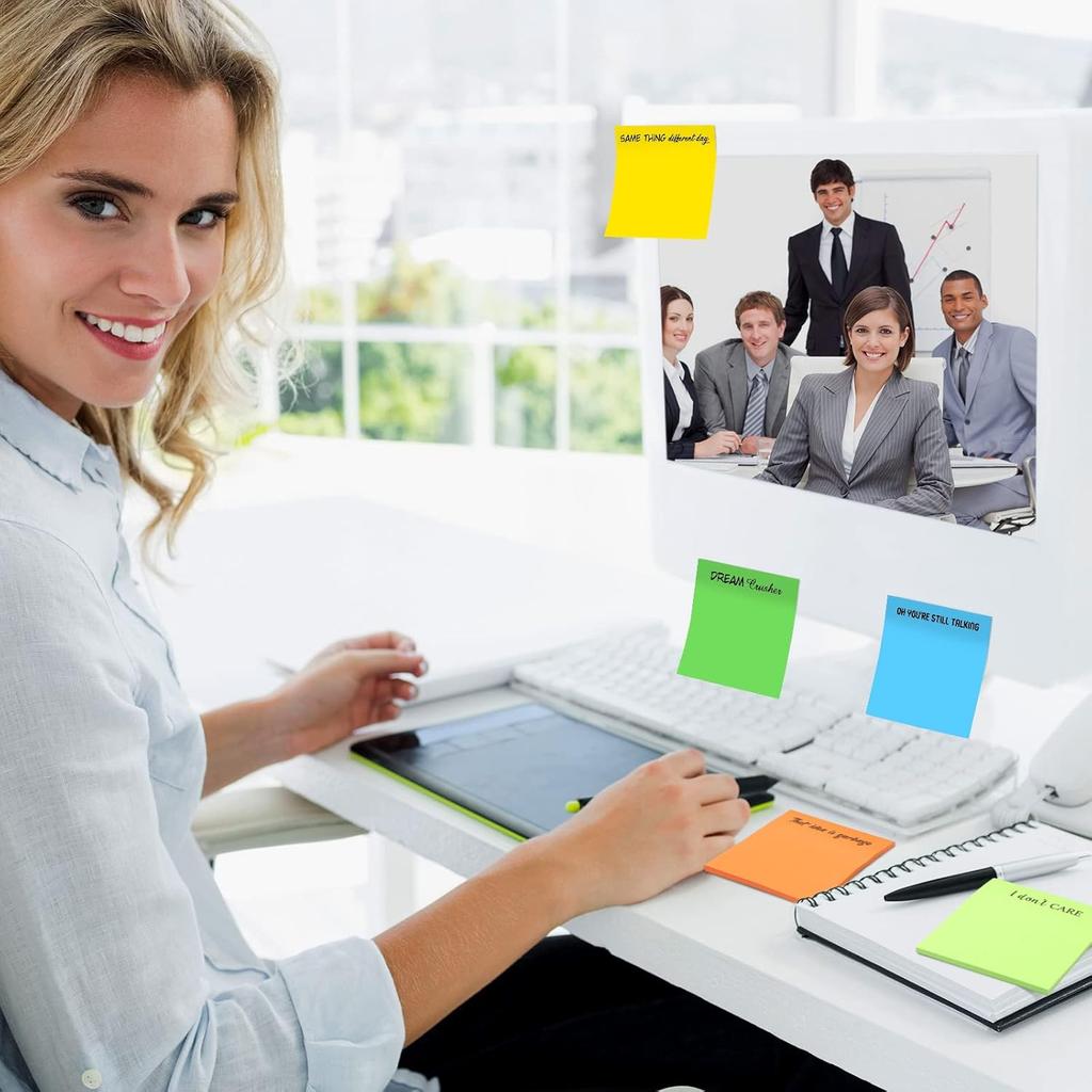 12 Pieces Funny Sticky Notes with Saying for Office Work Snarky Note Pads Sucks Complaining Quotes Vibrant Negative Passive Office Notepads Memo Pad