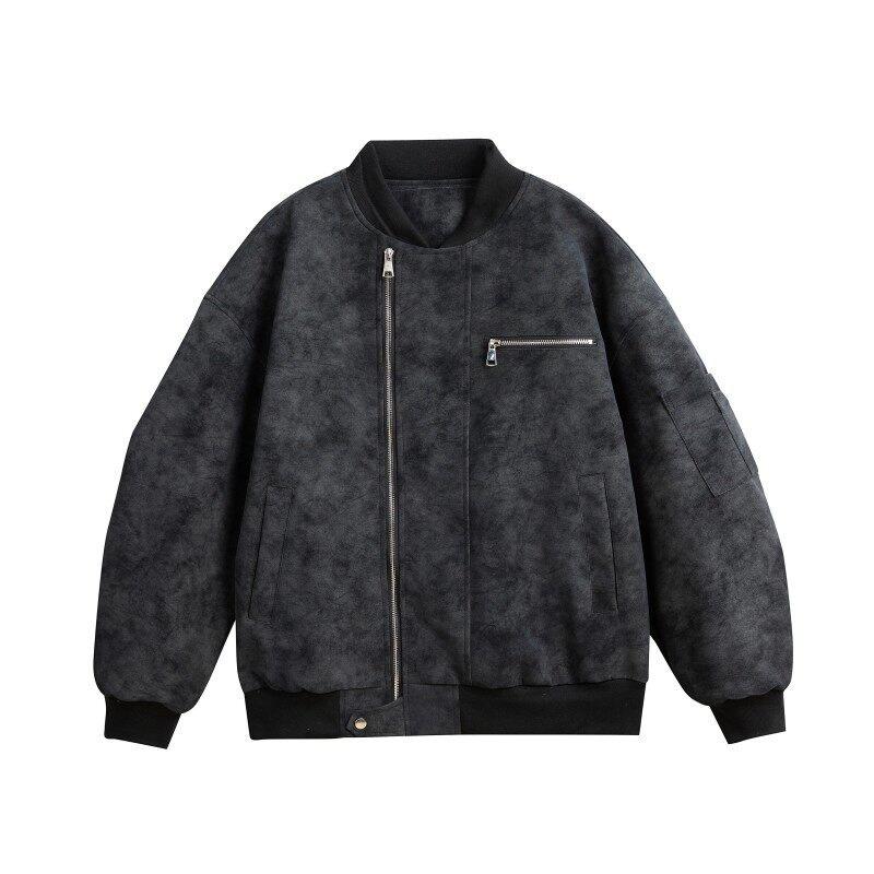 

Leather jacket jacket men s small stand-up collar locomotive clothing autumn high-end trend American retro ruffian handsome leather jacket 3XL чёрный