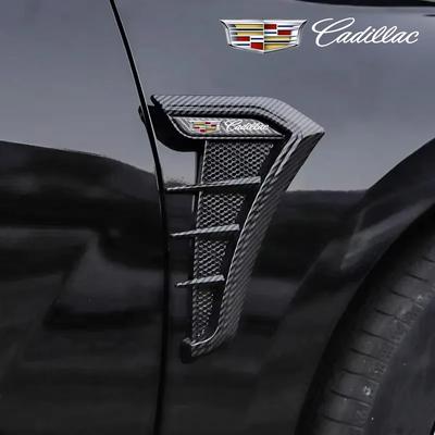 Ventilaciones Laterales de Guardabarros de Coche Color Negro Carbón Agujero de Entrada de Flujo de Aire Cubierta Adhesiva de Tiburón para Coche para CTS CT5 CT6 XT5 XT6 STS XTS ATS SLS
