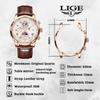 LIGE Modny męski zegarek Luksusowy biznesowy zegarek kwarcowy ze skórzanym paskiem Wodoodporny automatyczny kod daty i czasu