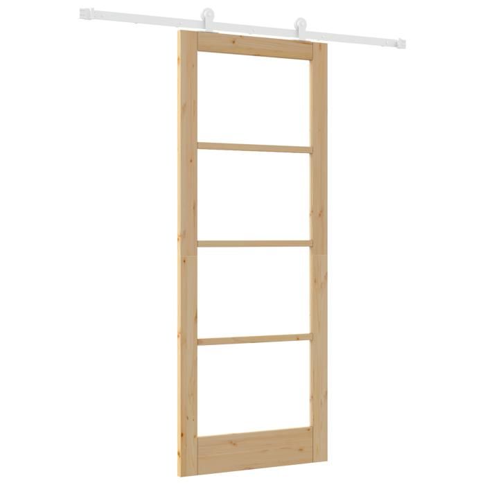 vidaXL Sliding Door with 'ORKDAL' Hardware Kit Solid Wood & Glass 3332055