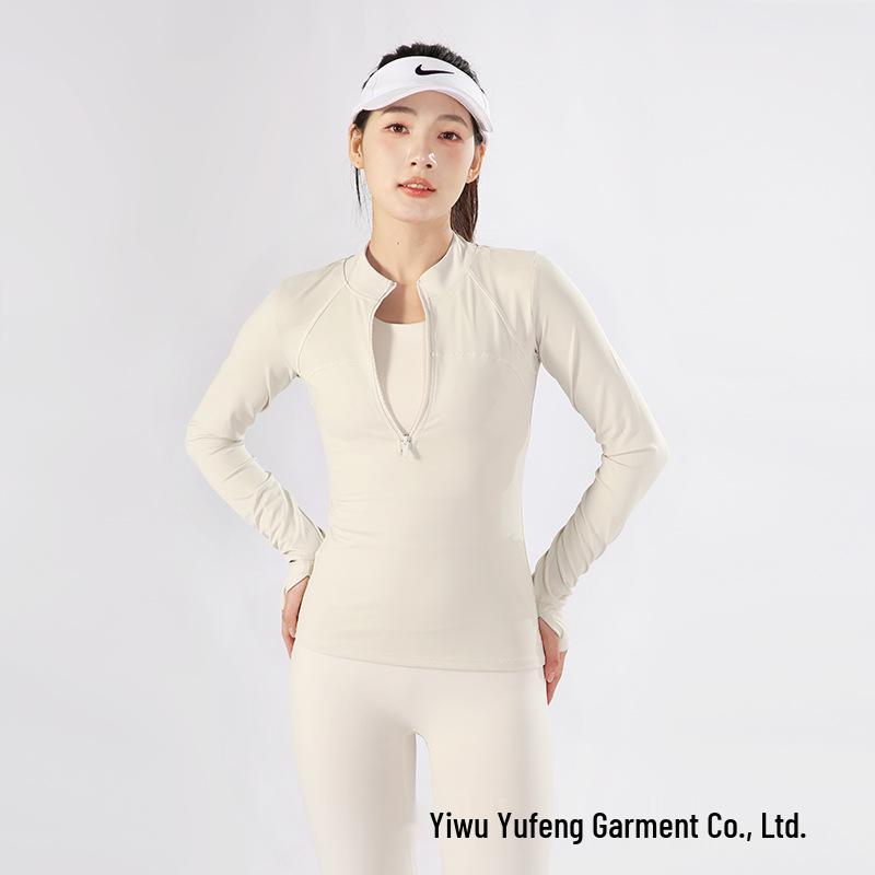Women s Slim Fit Autumn Half-Zip Yoga Jacket - Long Sleeve Fitness Top Small