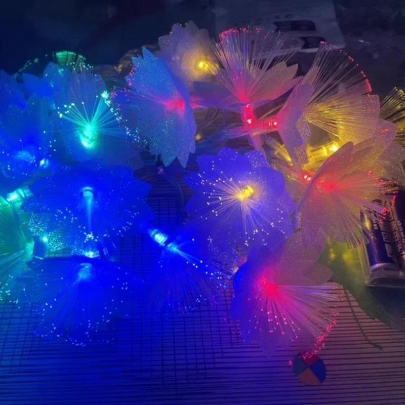 1.5 10LED/3M 20LED/6M LED Fiber Optic Fairy String Light Battery-operated Garland Wedding Party Christmas Decor Festoon Artificial Flowers