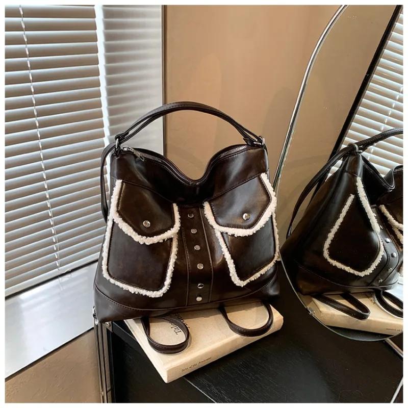 Wunderschöne PU-Umhänge- und Crossbody-Taschen mit großem Fassungsvermögen, neuer Winterstil, modische Rucksäcke für Damen, lässige Mode