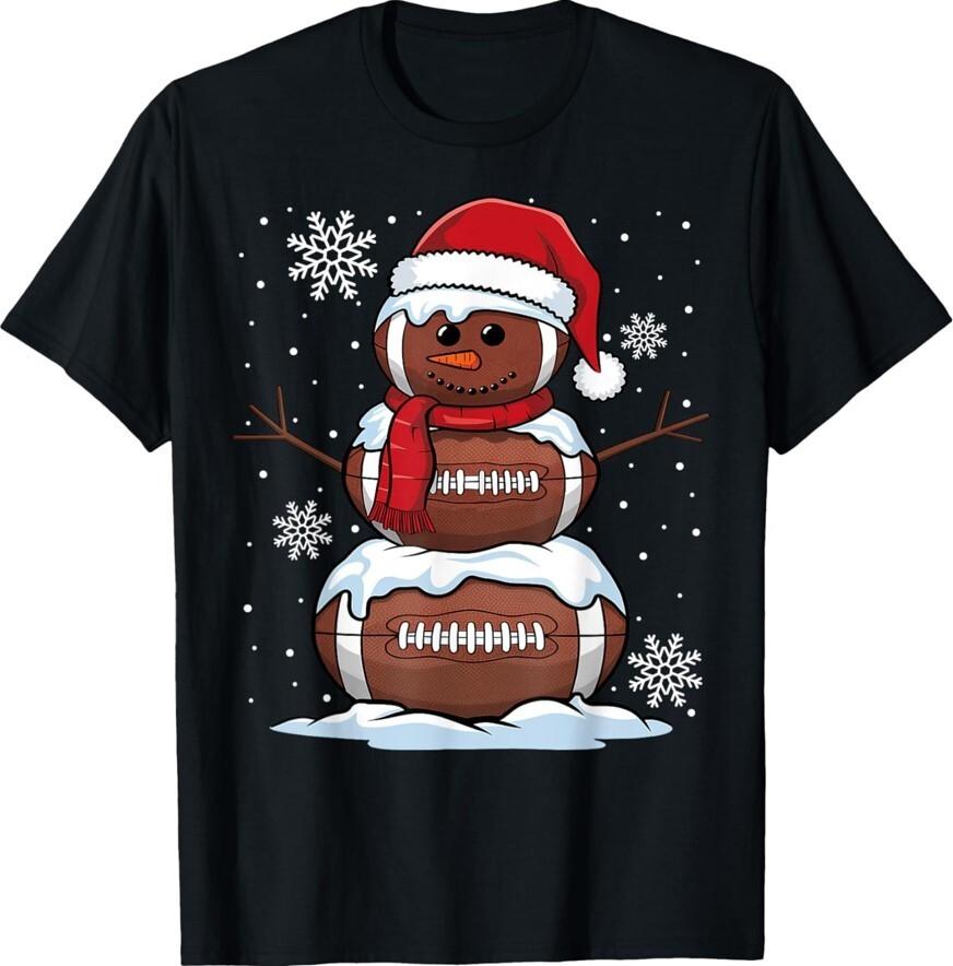 Merry Christmas Football Snowman Holiday Sports Unisex T-Shirt Unisex T-Shirt L