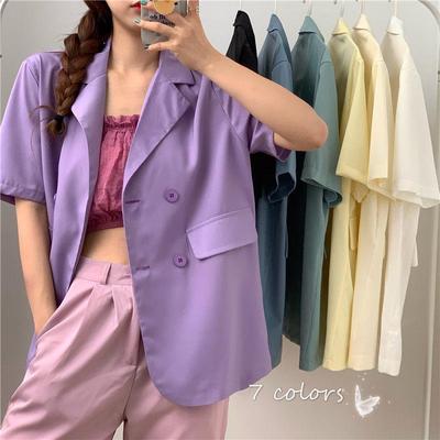 2021 Summer Plus Size Korean Style Candy Color Loose Short Sleeve Women's Blazer