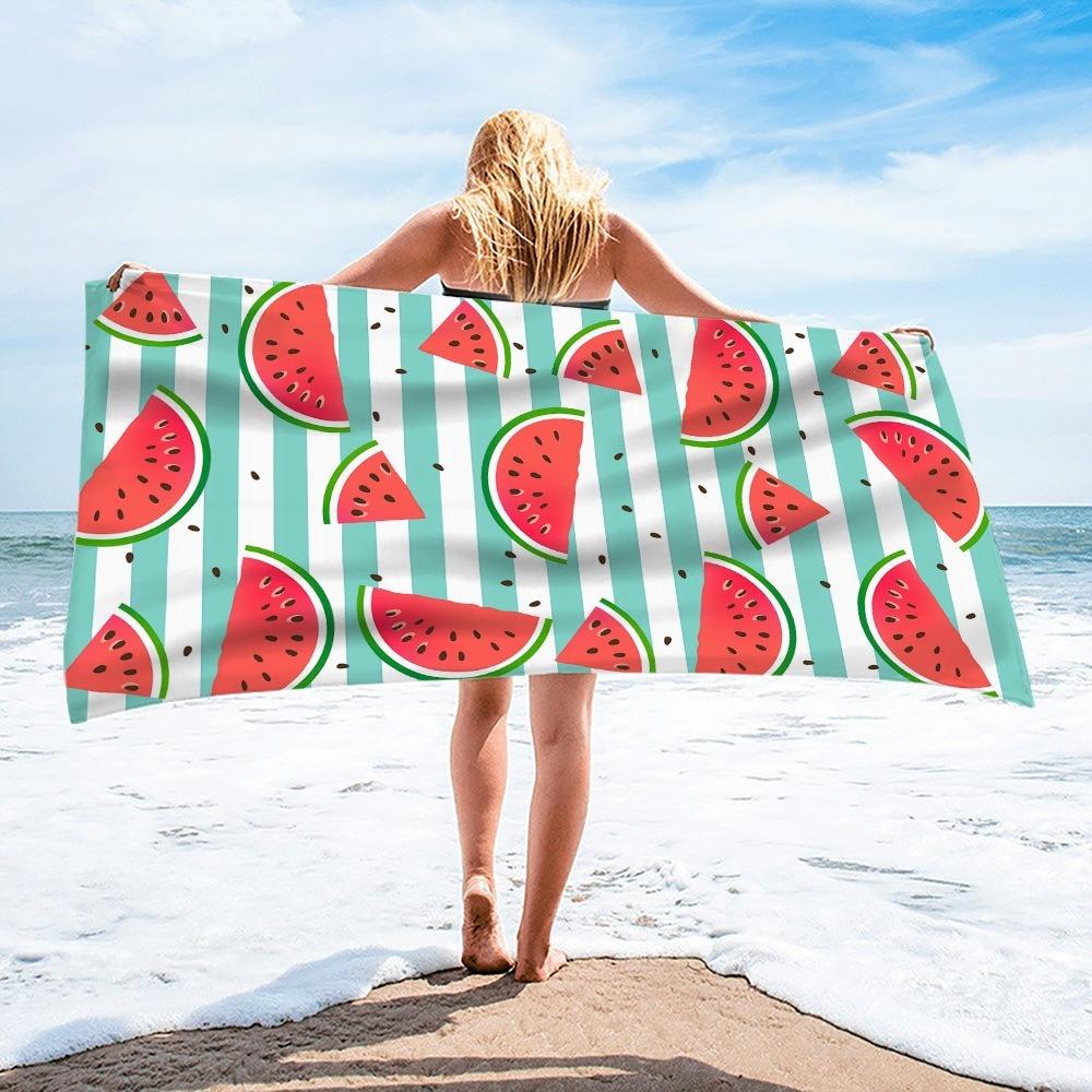 Watermelon Stripe Microfiber Beach Towel Oversized Quick Dry Sand Free Bath Towels Large Lightweight Swimming Blanket Swimwear