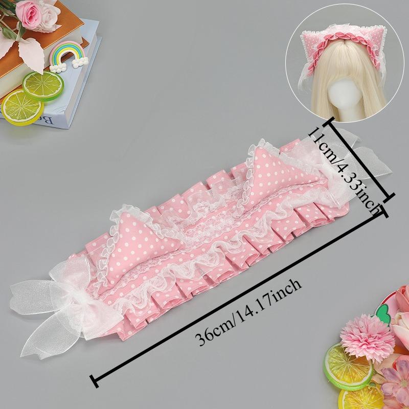 1Pcs Millennium Y2k Polka Dot Cat Ear Headband Harajuku Retro Hair Accessories Subculture Dopamine Headgear Atmosphere