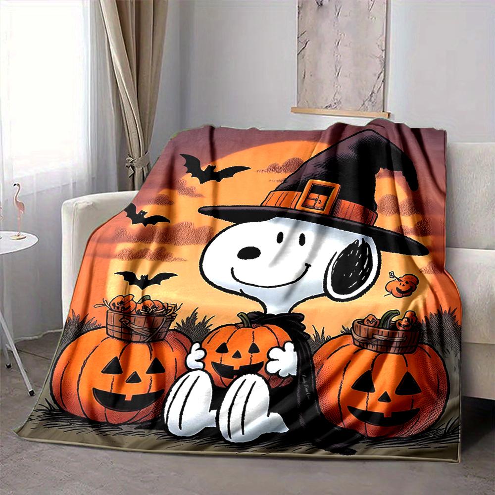 1Pc Halloween Snoopy Pumpkin Night Blanket Soft And Comfortable Casual Warm Camping Travel Christmas Halloween Gift M917102